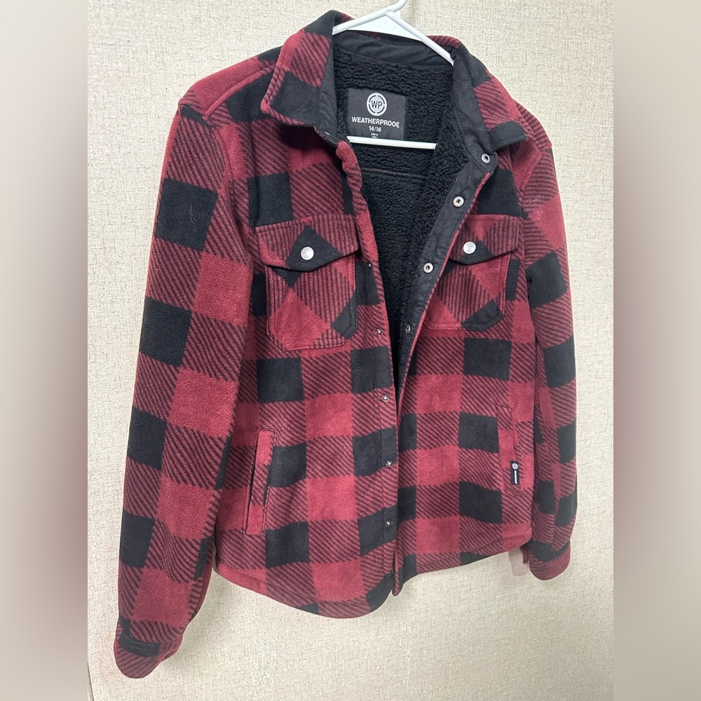 Weatherproof Red and Black Buffalo Plaid Sherpa Jacket
